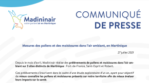 27/07/2021 - Mesures des pollens et des moisissures dans l’air ambiant, en Martinique