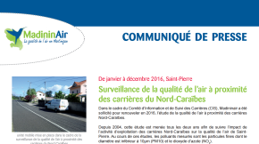 15/02/16 - Surveillance de la qualité de l’air à proximité  des carrières du Nord-Caraïbes